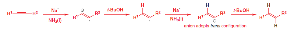 Birch reduction of alkyne