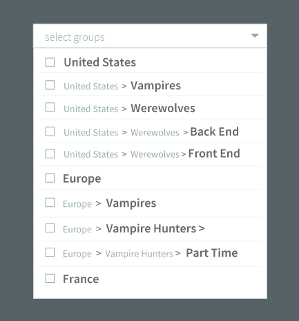 nested multi-select menu