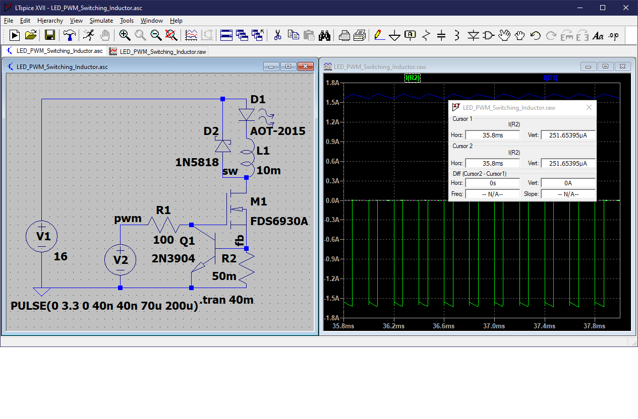 PWM LED drive with inductor