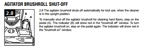 Agitator Brushroll Shut Off