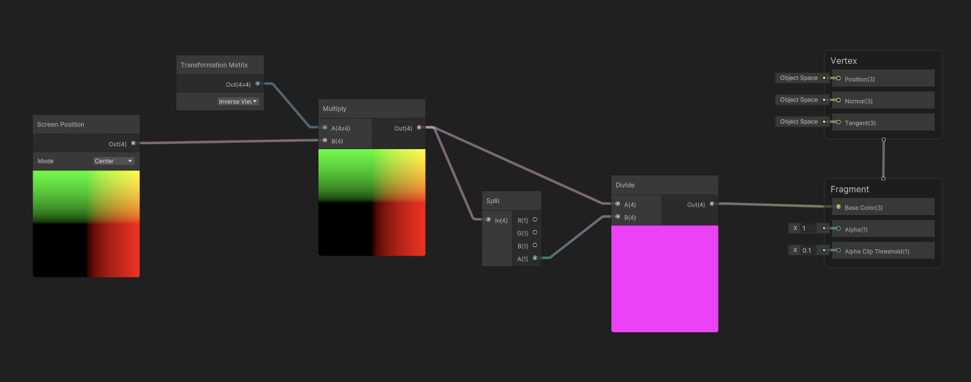 ScreenPositionからレイを飛ばしているつもりのシェーダー