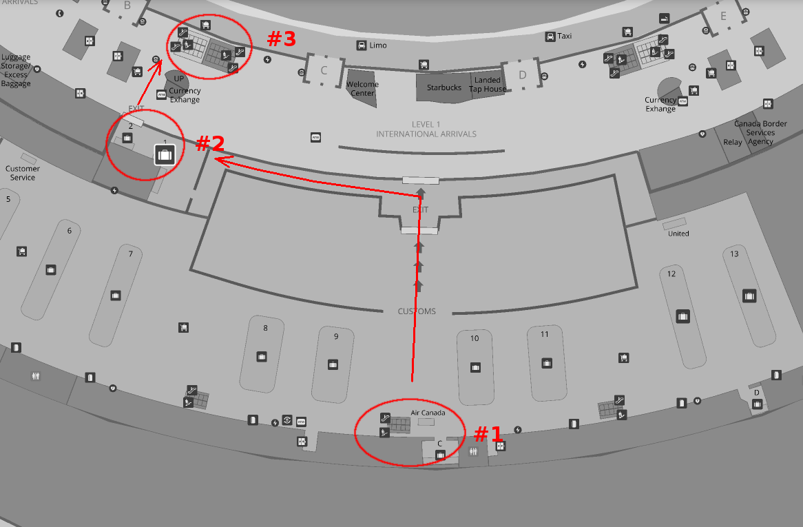 terminal map with connection points annotated