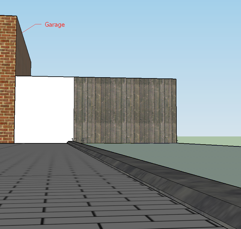 Rendering of patio and concrete blocks