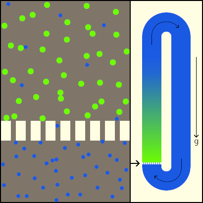 asymmetrical sieving through buoyancy