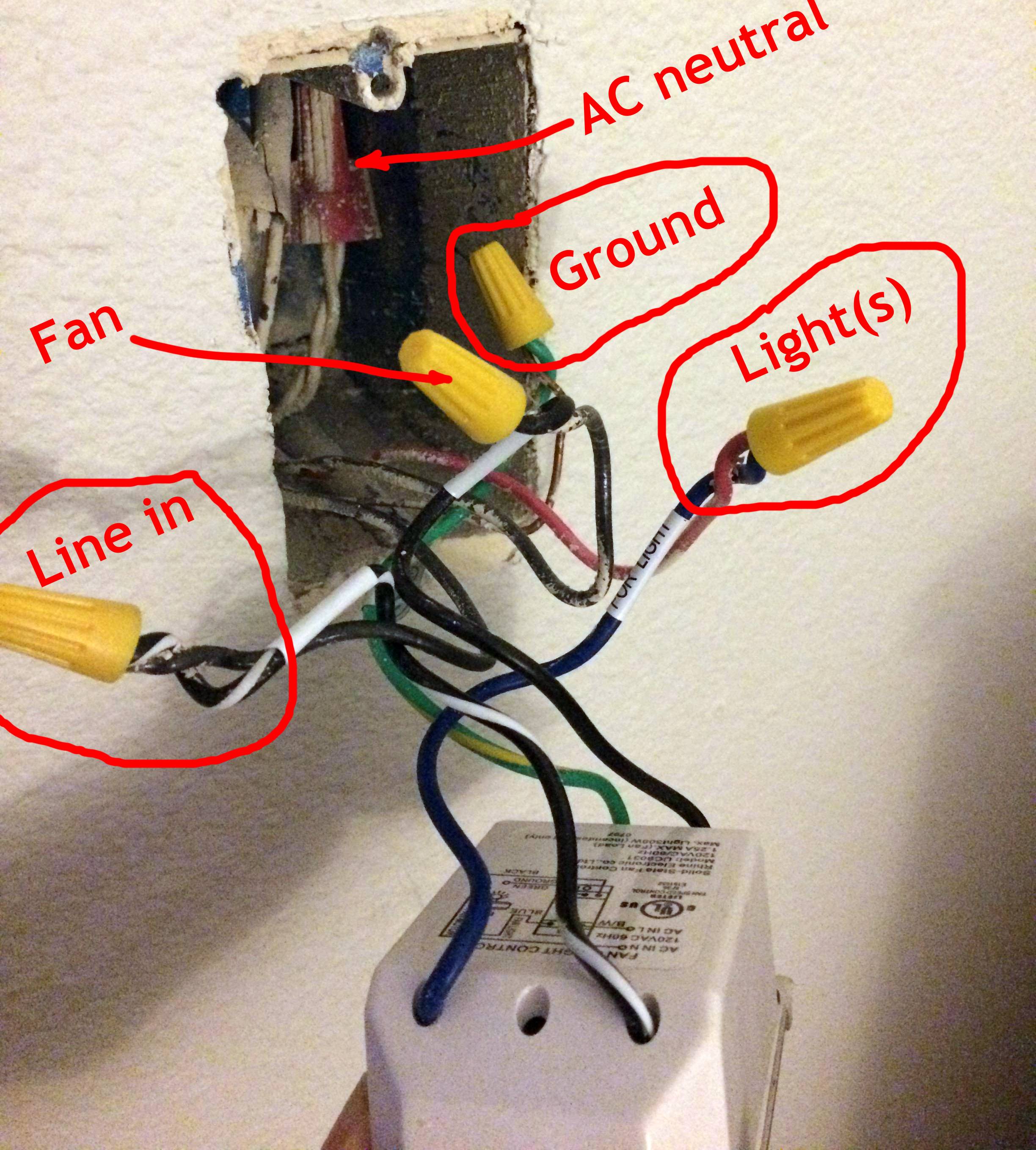 visible wires labeled