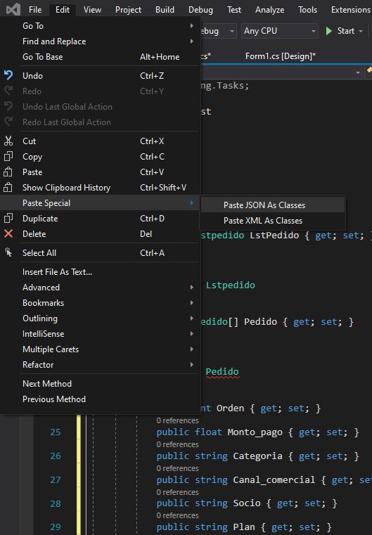 Paste Json as Classes