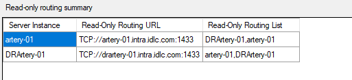 Read-only routing summary