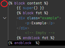 Missing downward arrow in jinja2 block