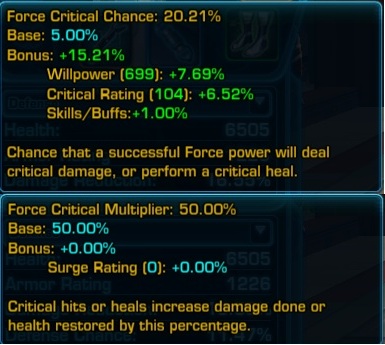 Screenshots of Critical Chance and Critical Multiplier popups