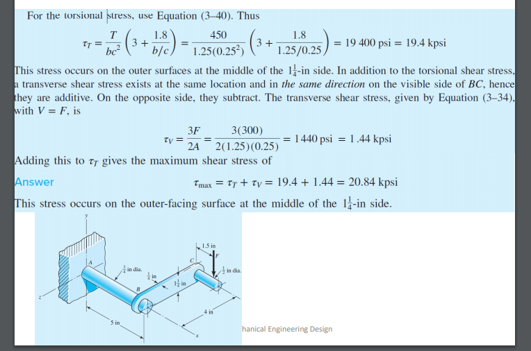 This is an example where it says find the max shear stress and we use <span class=