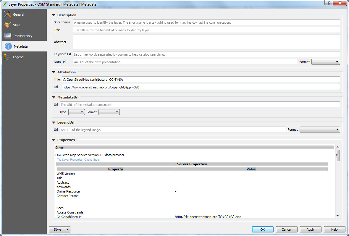 Layer properties & URL edit