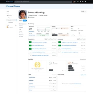 User profile page on beta site, with updates