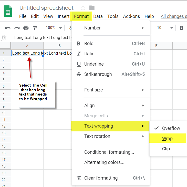 How to Wrap Cell in Google Sheets