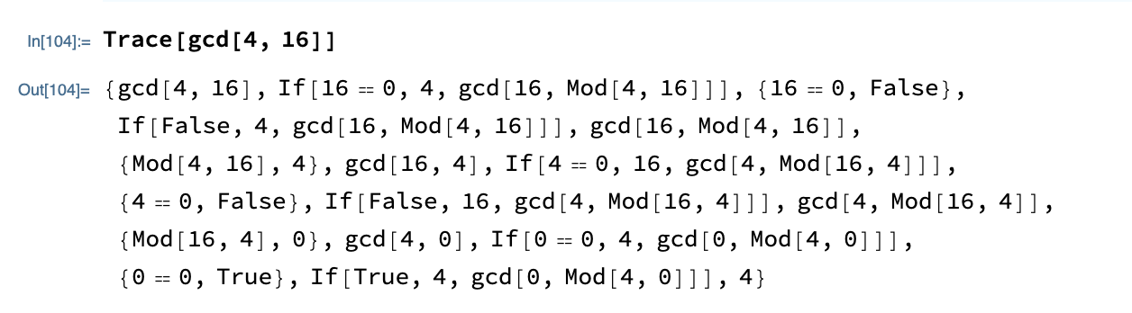 Output of Trace