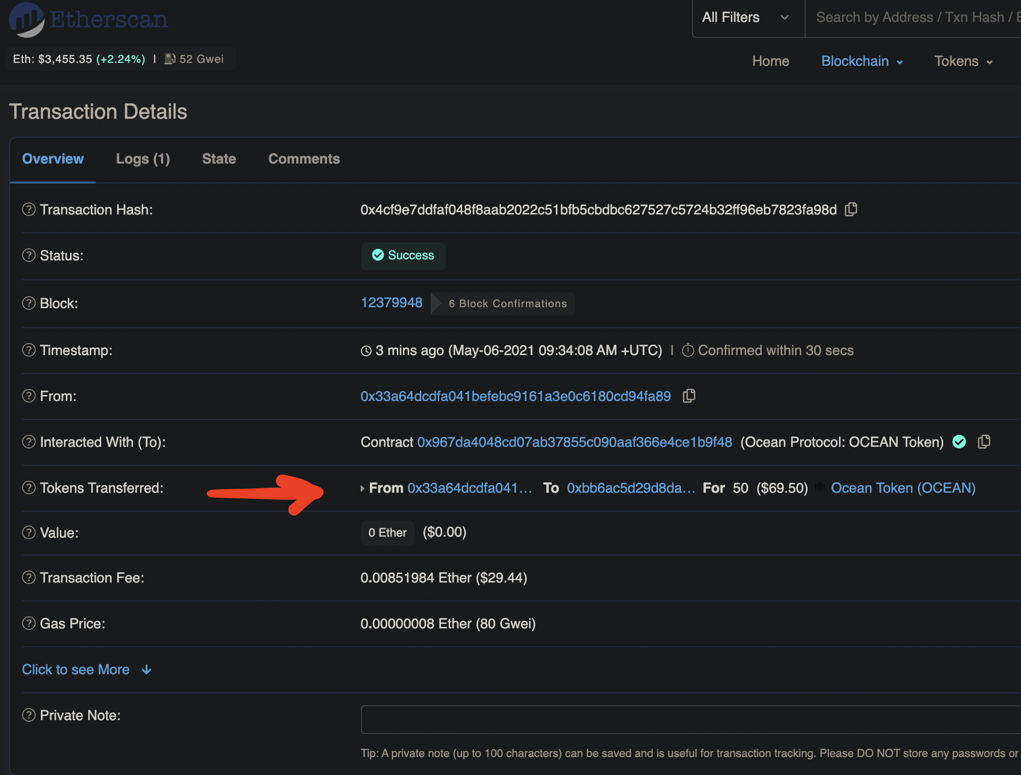 Etherscan transaction