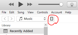 Little iPad button in iTunes 