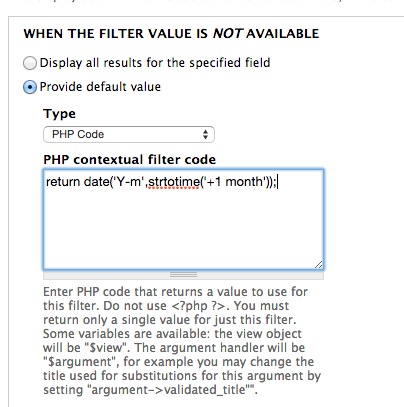 Screenshot of contextual filter