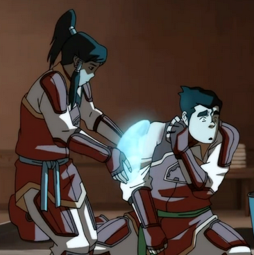 Korra heals Bolin's injury