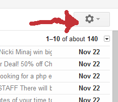 gear icon in gmail