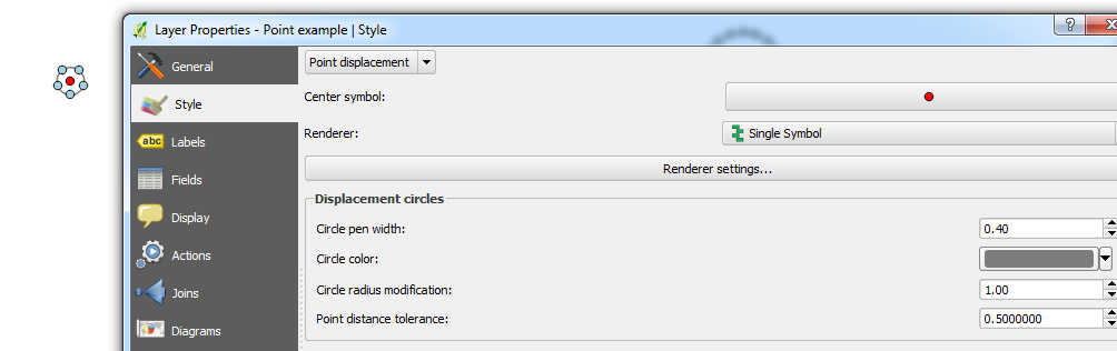 Default point displacement options