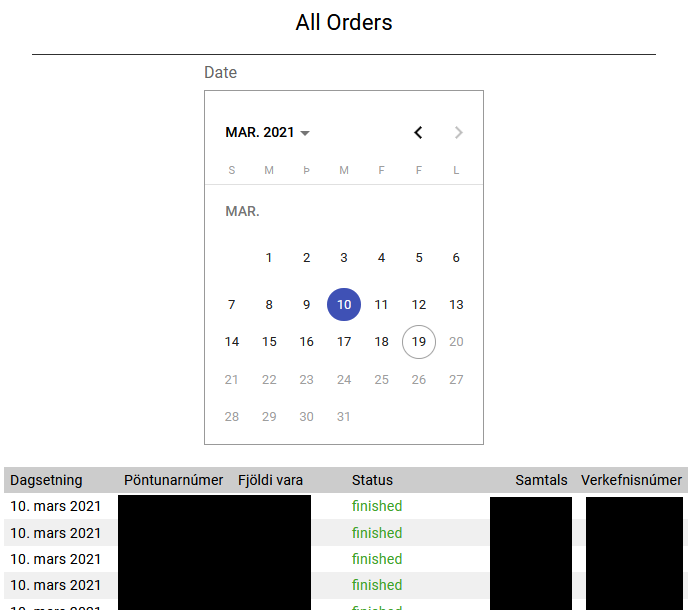 POS system with date calendar always in full view