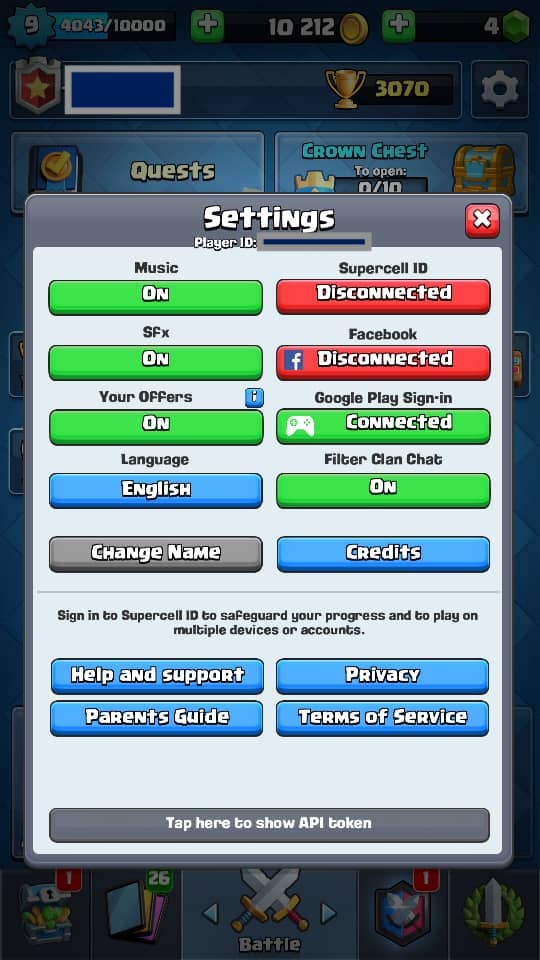 My Clash Royale Settings