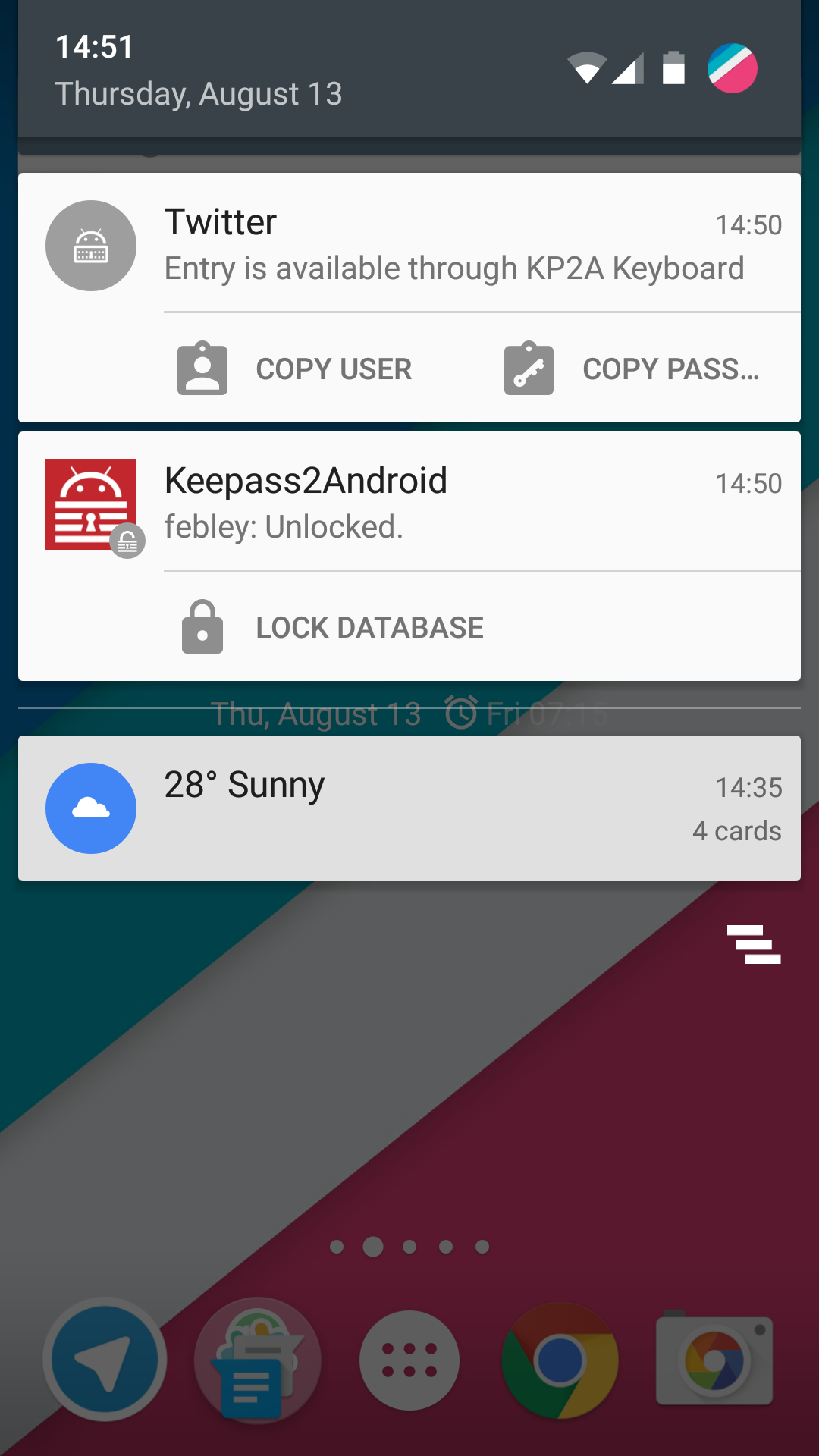 Keepass2Android still running in the background