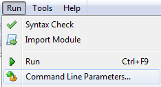 Command Line Parameters menu item