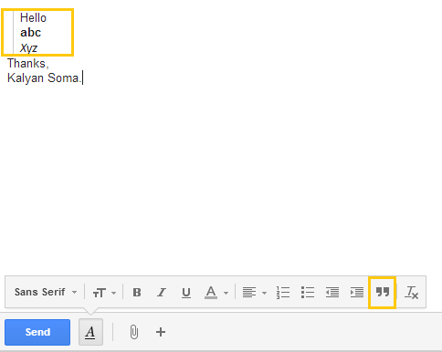 Example to retain text formatted in another application after paste to Gmail