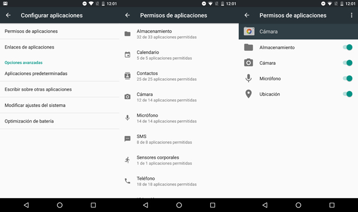 Permisos de aplicación en Android M