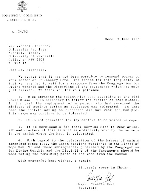 letter to Michael Sternbeck from the PCED