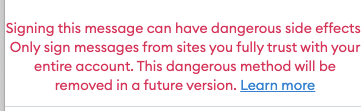 error that says current method is dangerous and deprecated