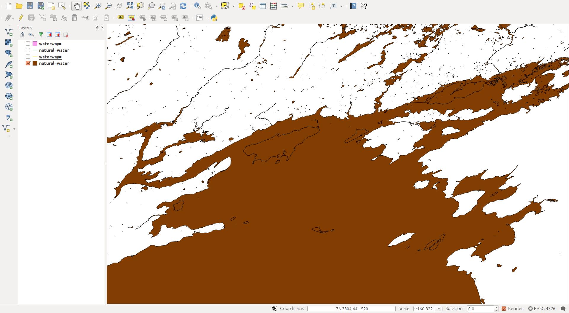 Illustration of "flooded" islands in qgis