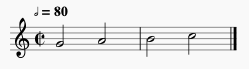 G, A, B, C halves in cut at 80bpm