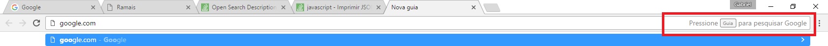 Tab to search (aperte guia para pesquisar)