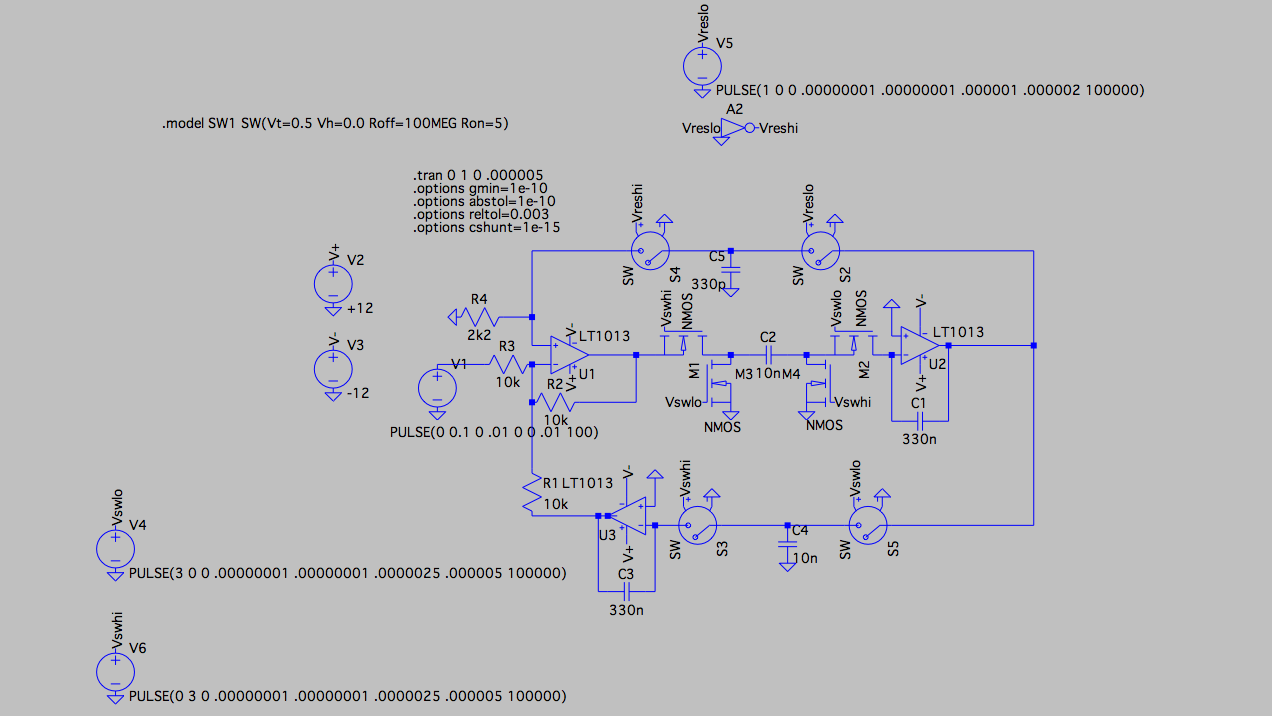 Filter design with 1 integrator using MOSFETS