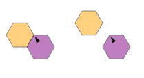 Adjacent (left) and almost adjacent (right) hexagonal tiles