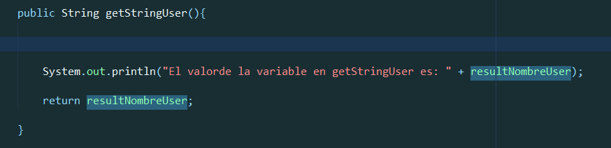 Parte donde tengo una variable con el valor que quiero y la meto en un método getter