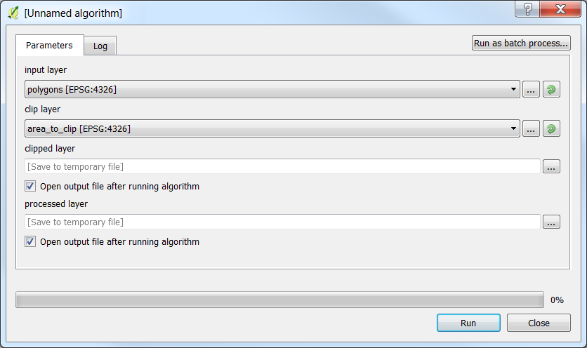 UI of processing script