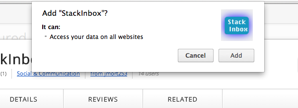 Chrome Store Install Dialog