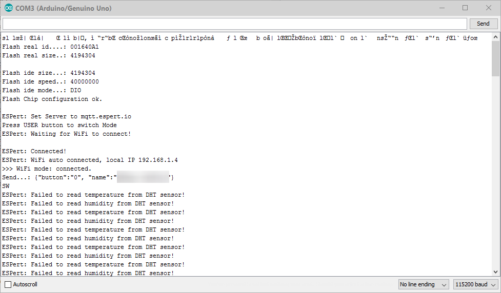 serial monitor window