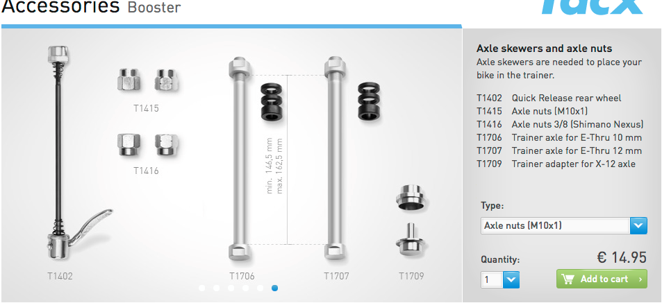 Tacx Trainer Accessories for Solid axles and Thru Axles