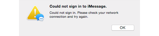 Could not sign in to iMessage - Could not sign in. Please check your network connection and try again.