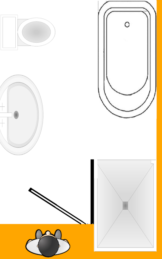 Overhead bathroom layout