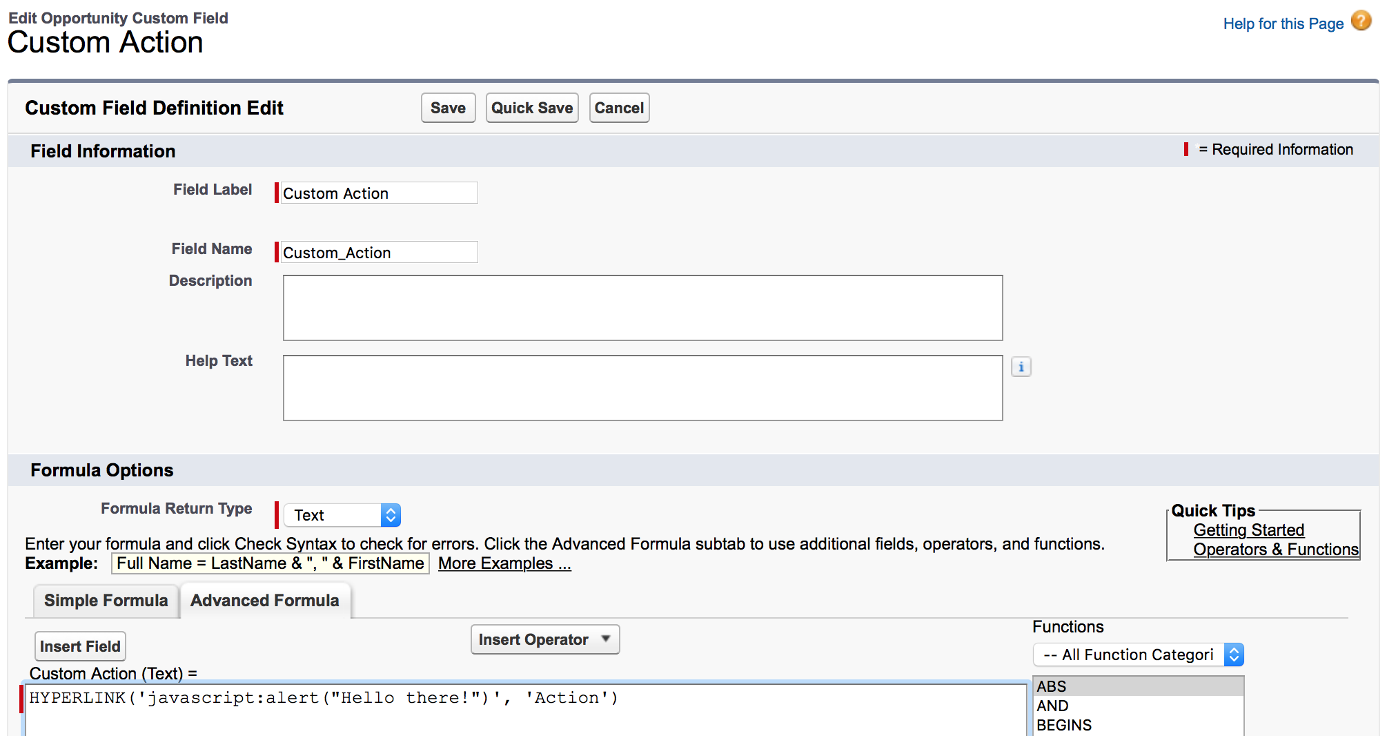 Formula Field evaluating to hyperlink