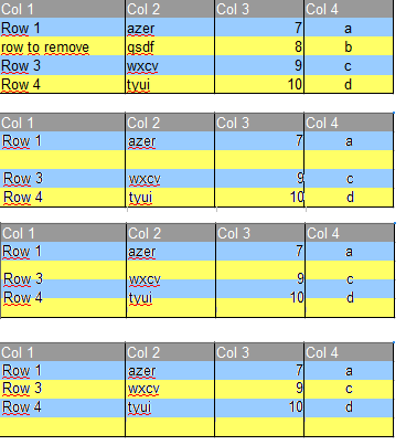 Row remove steps