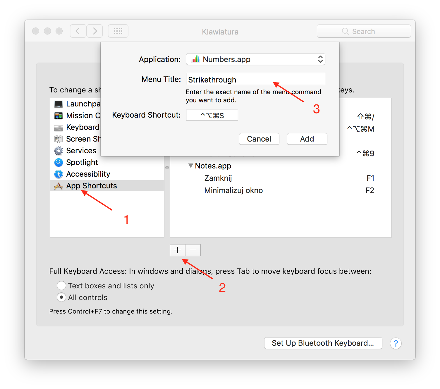 Keyboard preferences with custom shortcuts