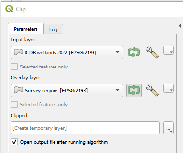 Using the Prcoessing Toolbox Clip tool