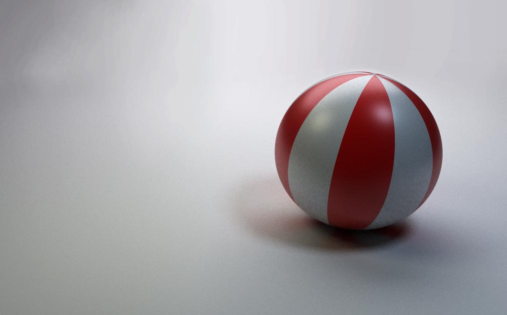 render of a striped red and white ball