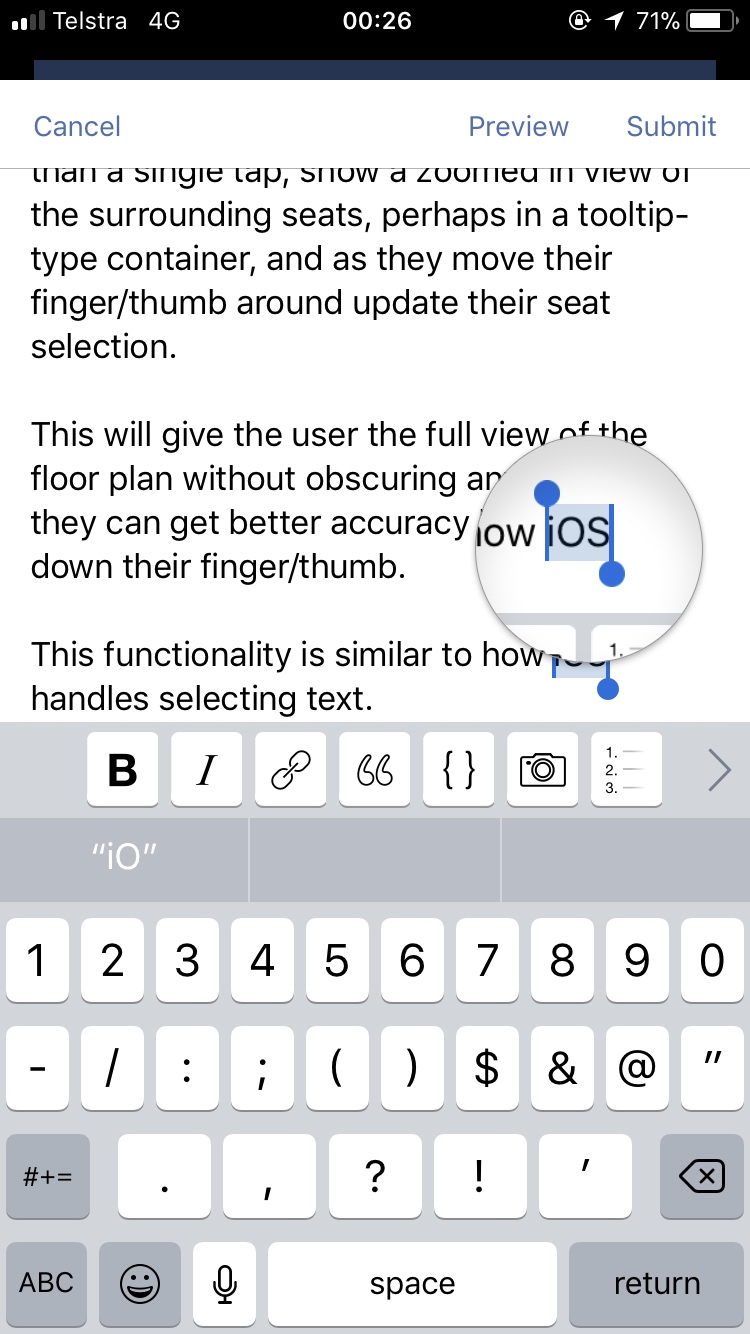 iOS zoom to select